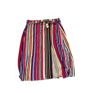 Lane Bryant Womens Maxi Skirt‎ Striped Elastic Waist Side Slit Size 22 24